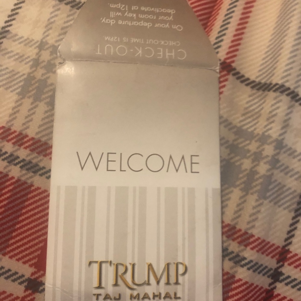 Very used Trump T shirt and hotel room keys